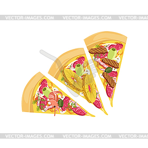 Three Different Pizza Slices Set - vector clipart