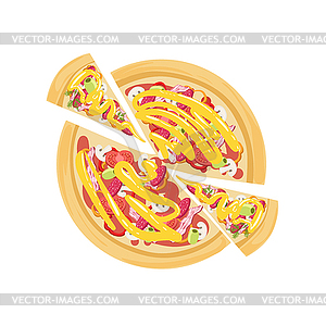 Pizza With Salami And Tomato - vector image