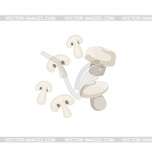 Mushrooms Full And Cut Set Of Pizza Ingredients - vector image