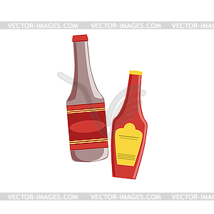 Ketchup And Sauce Set Of Pizza Ingredients - vector clipart