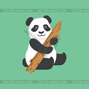 Cute Panda Character With Piece Of Wood - vector clip art