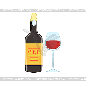 Красный бутылки вина и стекла Португальский известный символ - векторная иллюстрация