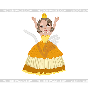 Little Girl In Sleeveless Yellow Dress Dressed As - vector clip art