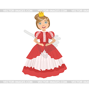 Little Girl With High Hairdo Dressed As Fairy Tale - vector clipart