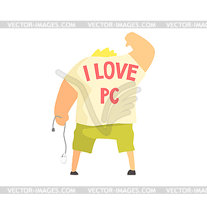 Programmer With I Love PC Print On T-shirt Back - vector image