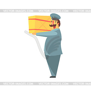 Почтальон Холдинг Большой пакет на плечо - изображение в векторном формате
