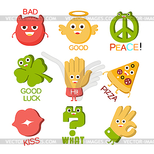 Words And Corresponding s, Cartoon Character Object - royalty-free vector clipart