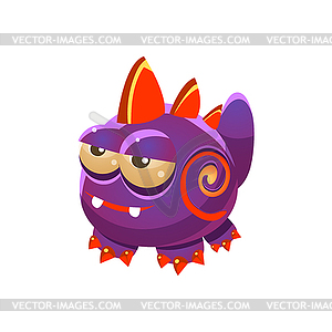 Purple Fantastic Friendly Wingless Pet Dragon - vector clip art