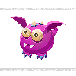 Фиолетовый Фантастический Дружественный Pet Дракон с Sharp - клипарт в векторе