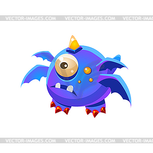 Blue Fantastic Friendly Pet Dragon With Four Wings - vector image