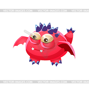 Pink Spiky Fantastic Friendly Pet Dragon Fantasy - vector image