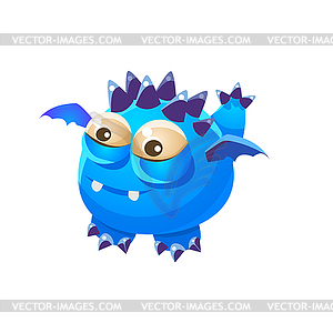 Blue Spiky Fantastic Friendly Pet Dragon With Tiny - vector image