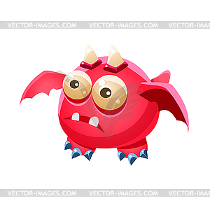 Pink Fantastic Friendly Pet Dragon With Two Horns - stock vector clipart