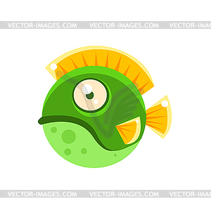 Grumpy Green Round Spotted Fantastic Aquarium - royalty-free vector image