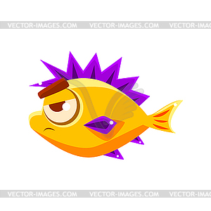 Pissed Off Yellow Fantastic Aquarium Tropical Fish - vector image