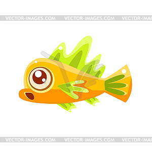 Surprised Yellow Fantastic Aquarium Tropical Fish - vector clipart