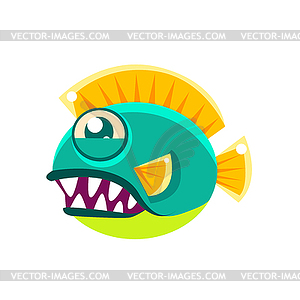 Agressive Round Turquoise Fantastic Aquarium - vector clipart