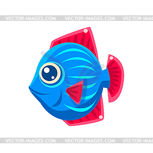 Blue Stripy Fantastic Aquarium Tropical Friendly - vector image