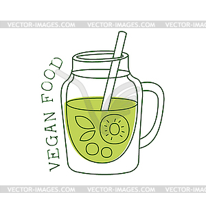Fresh Vegan Food Promotional Sign With Green Fruit - vector EPS clipart