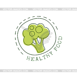 Fresh Vegan Food Promotional Sign With Broccoli In - vector clipart