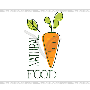 Fresh Vegan Food Promotional Sign With Raw Carrot - vector image