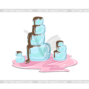 Ice Pile Mountains With Chocolate Syrup Fantasy - vector image