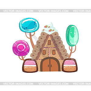 Fairy Tale House With Candy Trees Fantasy Candy Lan - vector clipart