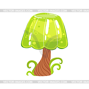 Tree With Jelly Crown And Chocolate Trunk Fantasy - vector image