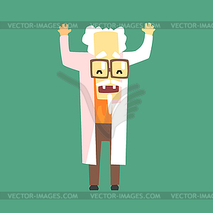 Funny Scientist In Lab Coat With Goatee - stock vector clipart