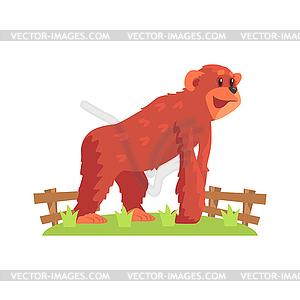 Chimpansee Ape On All Fours Standing On Green - vector clipart