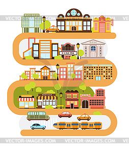 City Infrastructure And All Urban Buildings Lined - vector image