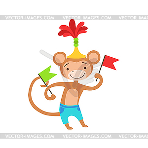 Circus Trained Monkey Animal Artist Performing Danc - vector clipart