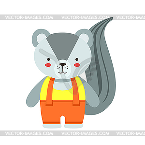 Skunk In Yellow Top And Orange Pants Cute Toy Baby - vector clip art