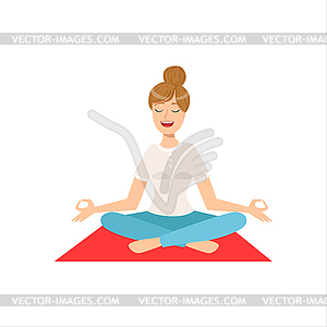 Happy Girl Doing Yoga Asana In Fitness Class, Part - vector clipart