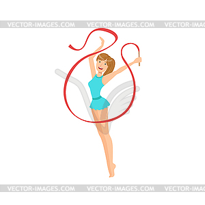 Professional Rhythmic Gymnastics Sportswoman With - vector image