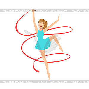 Professional Rhythmic Gymnastics Sportswoman In Blu - vector clipart