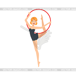 Professional Rhythmic Gymnastics Sportswoman In - vector image