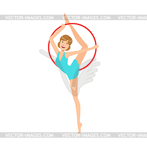 Professional Rhythmic Gymnastics Sportswoman In Blu - vector clip art