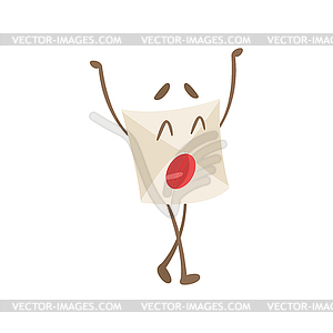 Yawning Humanized Letter Paper Envelop Cartoon - vector clipart