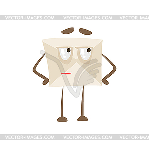 Suspicious Humanized Letter Paper Envelop Cartoon - vector image