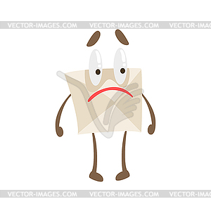 Disappointed Humanized Letter Paper Envelop - vector clip art