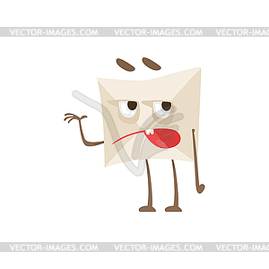 Grumpy Humanized Letter Paper Envelop Cartoon - vector image