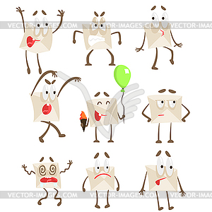 Letter Paper Envelop Cartoon Character Emotion s - vector clipart