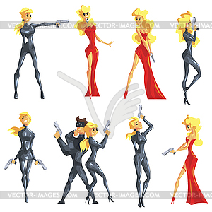 Secret Service Female Agent Undercover. Sexy Blond - vector clipart