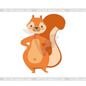 Red Squirrel Standing With Hands On Hips Humanized - vector image