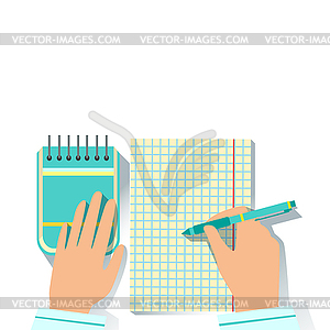 Notebook And Block Note Office Worker Desk Element - vector clip art