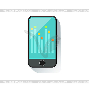 Smarphone With Chart On Blue Screen Office Worker - vector clipart