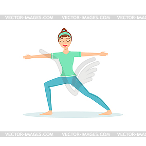 Warrior Two Virabhadrasana Yoga Pose Demonstrated B - vector clipart