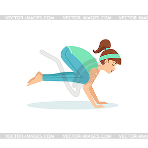 Crane Bakasana Yoga Pose Demonstrated By Girl - vector image