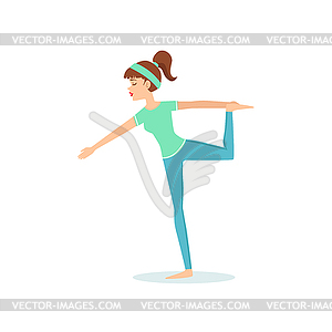 Lord Of Dance Natarajasana Yoga Pose Demonstrated B - stock vector clipart